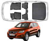 3D Fußmatten & Kofferraumwanne Auto Set Kompatibel mit VW Tiguan 1.Gen 2007 - 2018