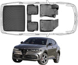 3D Fußmatten &Obere Kofferraumwanne Auto Set Kompatibel mit Alfa Romeo Tonale ab 2022