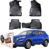 Trimak Autofußmatten kompatibel mit HYUNDAI Tucson 3.gen 2015-2020 Auto Allwetter Gummimatten