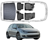 Set Autofußmatten und Obere Kofferraummatte kompatibel mit VW Golf 7 2013 - 2020