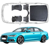 3D Auto Fußmatten & Kofferraumwanne Set Kompatibel mit Audi A6 C7 2011-2018 Sedan Limousine