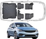 Set Autofußmatten und Kofferraummatte kompatibel mit Opel ASTRA K HB Ohne Ersatzrad Modell
