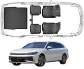 3D Fußmatten & Kofferraumwanne Auto Set Kompatibel mit VW Passat B9 Variant ab 2024