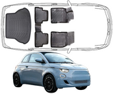 3D Fußmatten & Kofferraumwanne Auto Set Kompatibel mit Fiat 500e 2020 - 2024