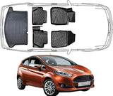 3D Fußmatten & Kofferraumwanne Auto Set Kompatibel mit Ford Fiesta 2018 - 2023