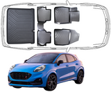 Fußmatten & Untere Kofferraumwanne Auto Set Kompatibel mit Ford Puma 2019 - 2024