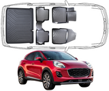 Fußmatten & Obere Kofferraumwanne Auto Set Kompatibel mit Ford Puma 2019 - 2024