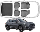 3D Fußmatten & Kofferraumwanne Auto Set Kompatibel mit MG HS Hybrid 1.Gen 2018-2024