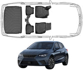 3D Fußmatten & Obere Kofferraumwanne Auto Set Kompatibel mit Seat Ibiza V Facelift ab 2022