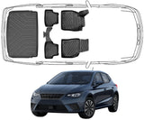 3D Fußmatten & Obere Kofferraumwanne Auto Set Kompatibel mit Seat Ibiza V Facelift ab 2022