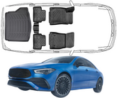 3D Fußmatten & Kofferraumwanne Auto Set Kompatibel mit Mercedes CLA 1.Gen 2013 - 2019 (C117)