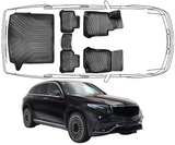 3D Fußmatten & Kofferraumwanne Auto Set Kompatibel mit Mercedes Benz EQC 2019 - 2023