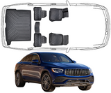 3D Fußmatten & Kofferraumwanne Auto Set Kompatibel mit Mercedes GLC Coupe C253 2016 - 2023