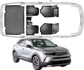 3D Fußmatten & Untere Kofferraumwanne Auto Set Kompatibel mit Opel Mokka-e Elektro