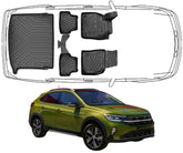 3D Fußmatten & Obere Kofferraumwanne Auto Set Kompatibel mit VW Taigo Obere