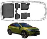 3D Fußmatten & Obere Kofferraumwanne Auto Set Kompatibel mit VW Taigo Obere