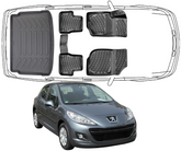 3D Fußmatten & Kofferraumwanne Auto Set Kompatibel mit Peugeot 207 ( nicht für Kombi )