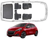 3D Fußmatten & Kofferraumwanne Auto Set Kompatibel mit Peugeot 208 1.Gen 2012 - 2019