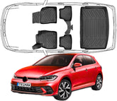 3D Fußmatten & Obere Kofferraumwanne Auto Set Kompatibel mit VW Polo VI 2017 -2024