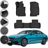 Rizline Premium Autofußmatten kompatibel mit Mercedes C Klasse W206 ab 2022 Premium Gummimatten