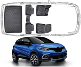3D Fußmatten & Kofferraumwanne Auto Set Kompatibel mit Renault Captur 1.Gen 2013 - 2019