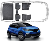 3D Fußmatten & Kofferraumwanne Auto Set Kompatibel mit Renault Captur 1.Gen 2013 - 2019