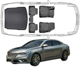 3D Fußmatten & Kofferraumwanne Auto Set Kompatibel mit Renault Talisman Sedan 2015–2022
