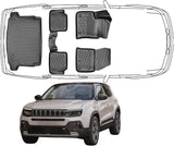 Fußmatten & Untere Kofferraumwanne Auto Set Kompatibel mit JEEP Avenger ab 2023