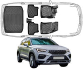 3D Fußmatten & ** Modelle ohne Reserverad ** Kofferraumwanne Auto Set Kompatibel mit Seat / Cupra Ateca 4Drive 2016 - 2025