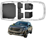 3D Fußmatten & Untere Kofferraumwanne Auto Set Kompatibel mit Peugeot 3008 2.Gen 2016 - 2023 Untere Kofferraumboden