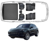 3D Fußmatten & Kofferraumwanne Auto Set Kompatibel mit Porsche Cayenne 3.Gen ab 2018 Typ PO536