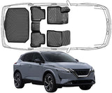 3D Fußmatten & Untere Kofferraumwanne Auto Set Kompatibel mit Nissan Qashqai e-Power 2022 - 2024