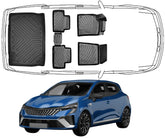 3D Fußmatten & Obere Kofferraumwanne Set Kompatibel mit Renault Clio V & E-Tech Obere Ladeboden