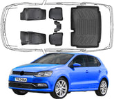 3D Fußmatten & *Untere * Kofferraumwanne Auto Set Kompatibel mit VW POLO 5 Typ 6R & 6C 2009 - 2017