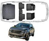 3D Fußmatten & Obere Kofferraumwanne Auto Set Kompatibel mit Peugeot 3008 2.Gen 2016 - 2023