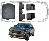 3D Fußmatten & Obere Kofferraumwanne Auto Set Kompatibel mit Peugeot 3008 2.Gen 2016 - 2023