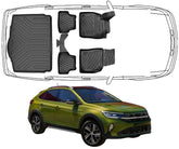 3D Fußmatten & Untere Kofferraumwanne Auto Set Kompatibel mit VW Taigo Untere Kofferraumboden