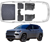 3D Fußmatten & Kofferraumwanne Auto Set Kompatibel mit Jeep Compass 2.Gen ab 2017