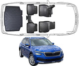 3D Fußmatten & ohne verstellbaren Kofferraumboden Kofferraumwanne Auto Set Kompatibel mit Skoda Kamiq 2019 - 2024