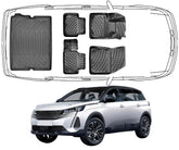 3D Fußmatten & Kofferraumwanne Auto Set Kompatibel mit Peugeot 5008 2.Gen 2017 - 2024
