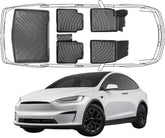 3D Fußmatten & Kofferraumwanne Auto Set Kompatibel mit Tesla Model X 5 Sitzer 2015 - 2024