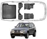 3D Fußmatten & Kofferraumwanne Auto Set Kompatibel mit BMW X3 E83 2003–2010