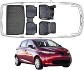 3D Fußmatten & Kofferraumwanne Auto Set Kompatibel mit Renault ZOE Elektro