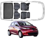 3D Fußmatten & Kofferraumwanne Auto Set Kompatibel mit Renault ZOE Elektro