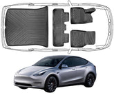 3D Fußmatten & Kofferraumwanne Auto Set Kompatibel mit Tesla Model Y 1.Gen 2020-2024