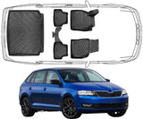 3D Fußmatten & Kofferraumwanne Auto Set Kompatibel mit Skoda Rapid Spaceback 2012 - 2019