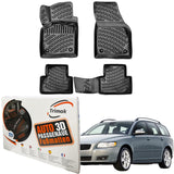 Trimak Autofußmatten kompatibel mit Volvo V50 (2004–2012) Auto Allwetter Gummimatten