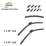 Trimak Flat Wiper Blade Scheibenwischer 2 Stück Frontscheiben-Set 20 " & 19 " zoll (50 cm & 48 cm)  Gelenklose Scheibenwischerblätter Perfekte Passform, geräuscharm