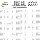 Trimak Flat Wiper Blade Scheibenwischer 2 Stück Frontscheiben-Set  21" &  18" zoll ( 52,5 cm & 45 cm)  Gelenklose Scheibenwischerblätter Perfekte Passform, geräuscharm