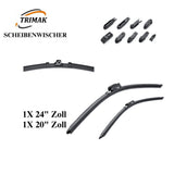 Trimak Flat Wiper Blade Scheibenwischer 2 Stück Frontscheiben-Set 24" &  20" zoll ( 60 cm & 50 cm) Gelenklose Scheibenwischerblätter
